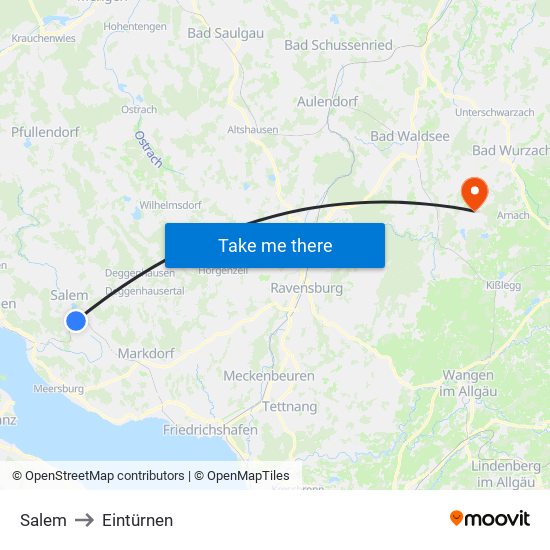 Salem to Eintürnen map