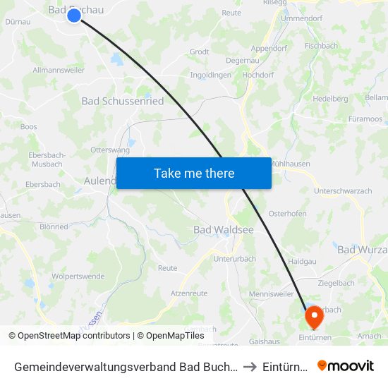 Gemeindeverwaltungsverband Bad Buchau to Eintürnen map