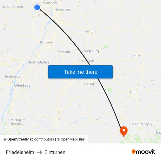 Friedelsheim to Eintürnen map