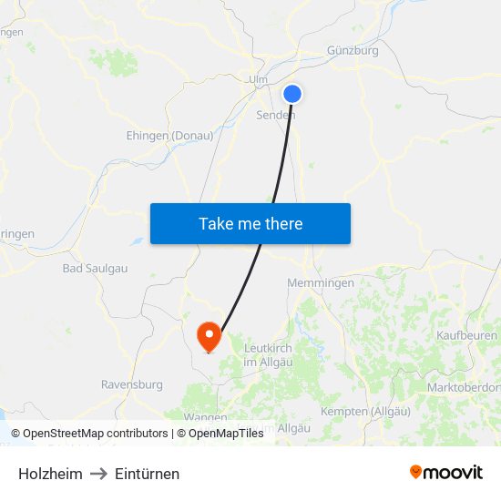 Holzheim to Eintürnen map