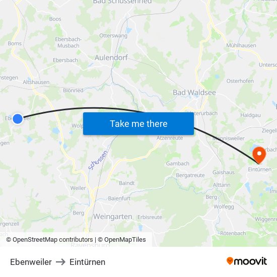 Ebenweiler to Eintürnen map