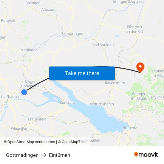Gottmadingen to Eintürnen map