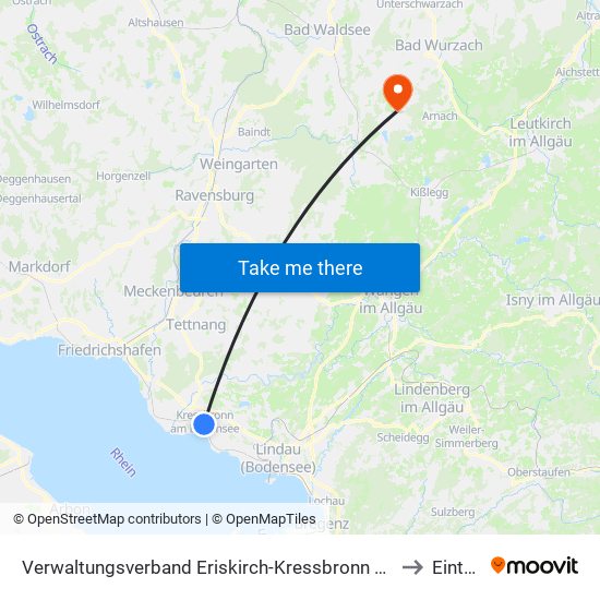 Verwaltungsverband Eriskirch-Kressbronn am Bodensee-Langenargen to Eintürnen map