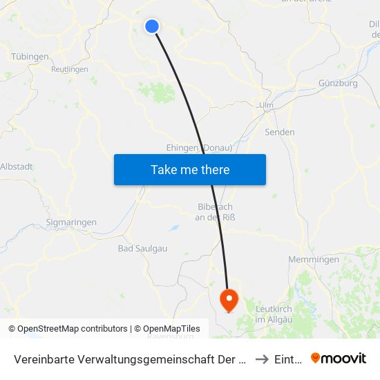 Vereinbarte Verwaltungsgemeinschaft Der Stadt Weilheim An Der Teck to Eintürnen map
