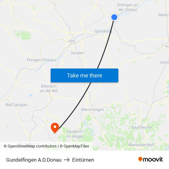 Gundelfingen A.D.Donau to Eintürnen map