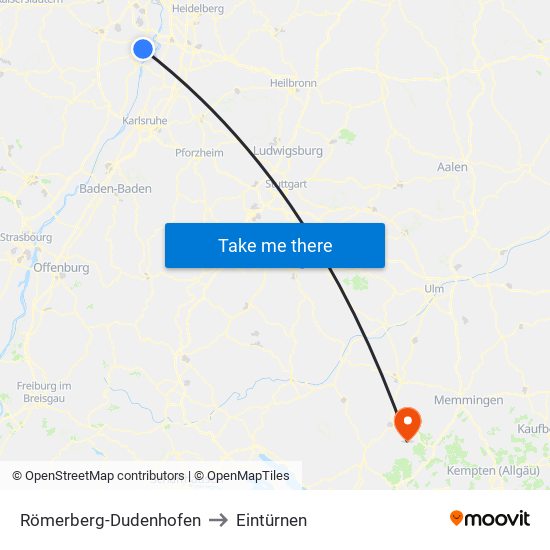 Römerberg-Dudenhofen to Eintürnen map