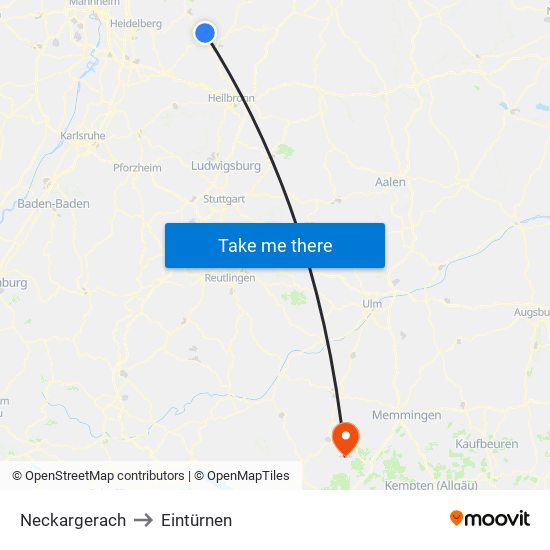 Neckargerach to Eintürnen map