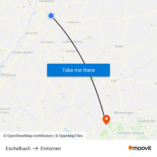 Eschelbach to Eintürnen map