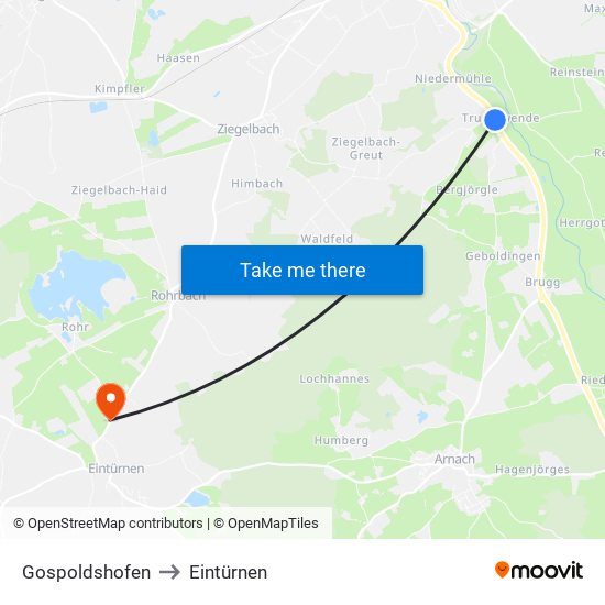 Gospoldshofen to Eintürnen map