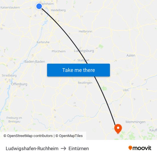 Ludwigshafen-Ruchheim to Eintürnen map