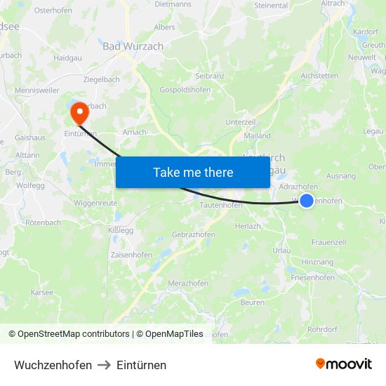 Wuchzenhofen to Eintürnen map