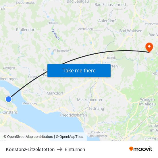 Konstanz-Litzelstetten to Eintürnen map