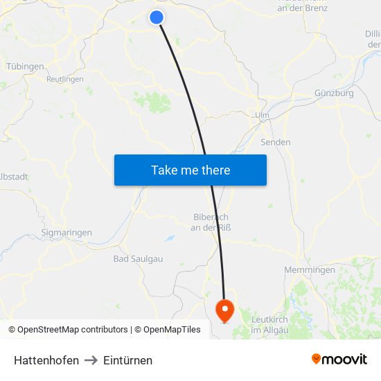 Hattenhofen to Eintürnen map