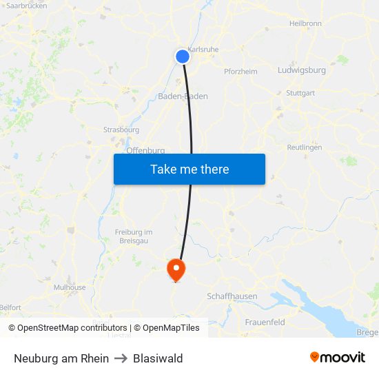 Neuburg am Rhein to Blasiwald map