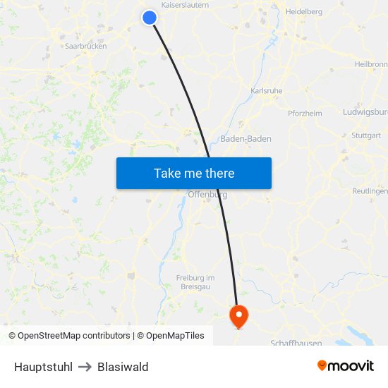 Hauptstuhl to Blasiwald map