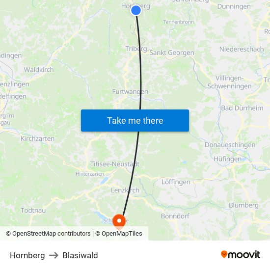 Hornberg to Blasiwald map