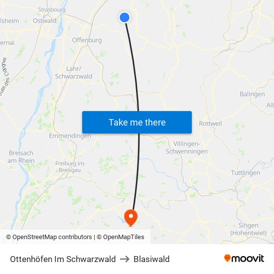 Ottenhöfen Im Schwarzwald to Blasiwald map