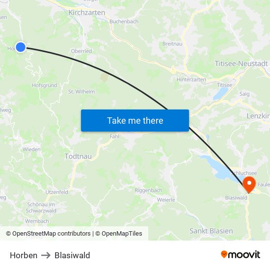 Horben to Blasiwald map