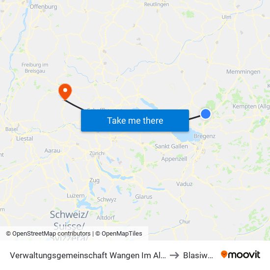 Verwaltungsgemeinschaft Wangen Im Allgäu to Blasiwald map