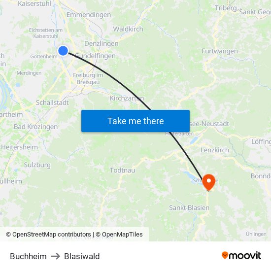 Buchheim to Blasiwald map