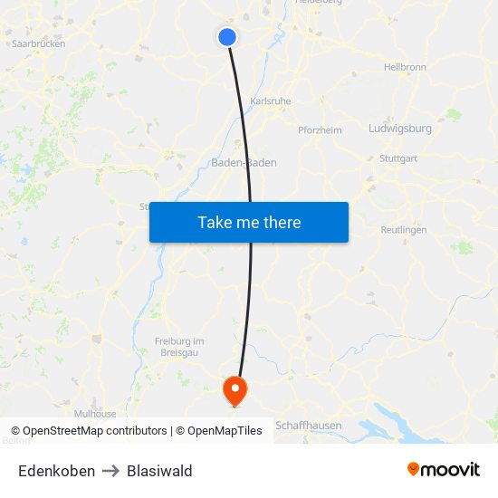 Edenkoben to Blasiwald map