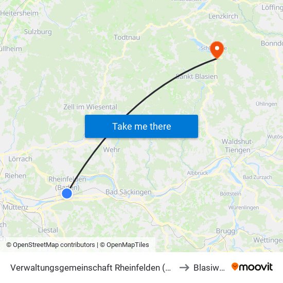 Verwaltungsgemeinschaft Rheinfelden (Baden) to Blasiwald map
