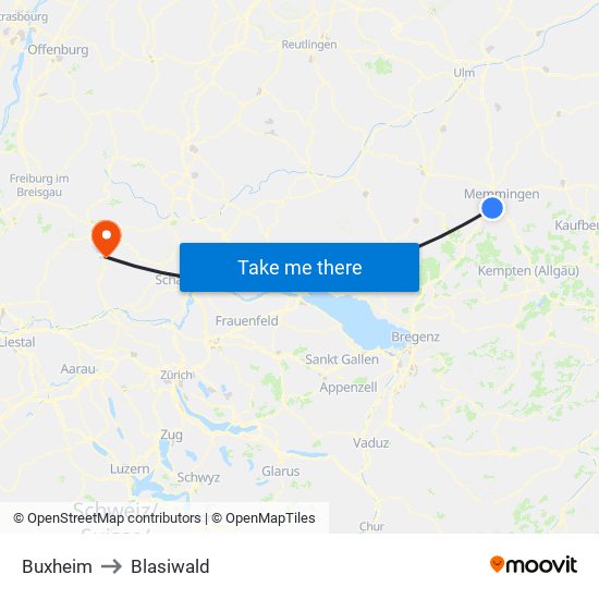 Buxheim to Blasiwald map