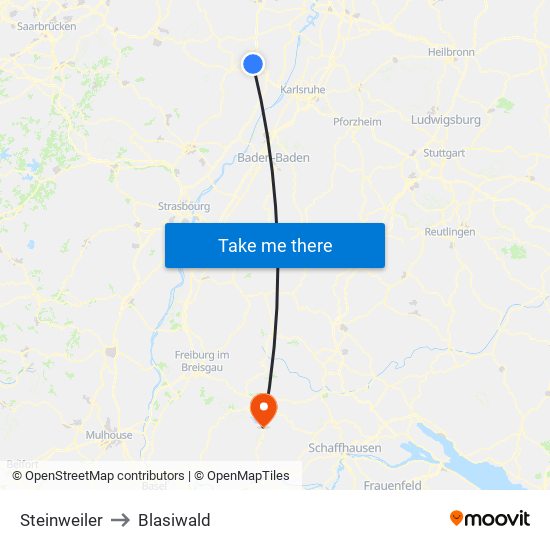 Steinweiler to Blasiwald map