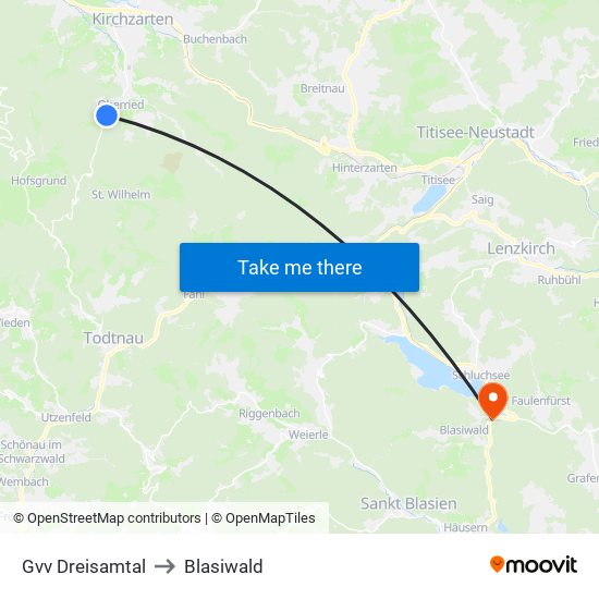 Gvv Dreisamtal to Blasiwald map