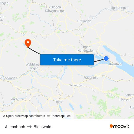 Allensbach to Blasiwald map