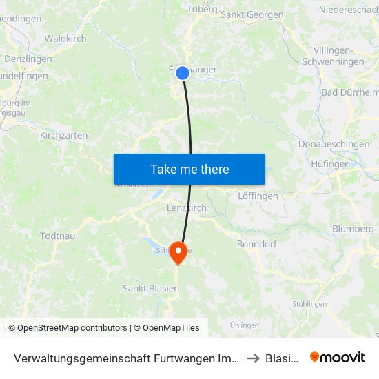 Verwaltungsgemeinschaft Furtwangen Im Schwarzwald to Blasiwald map