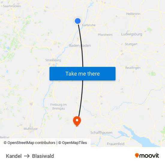 Kandel to Blasiwald map