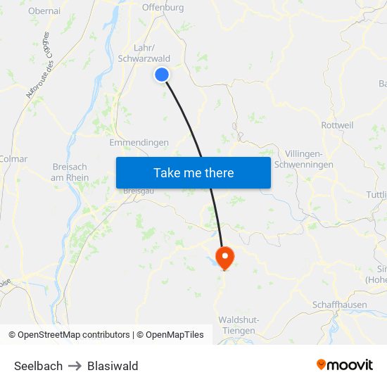 Seelbach to Blasiwald map