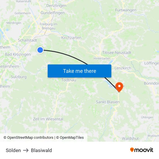 Sölden to Blasiwald map
