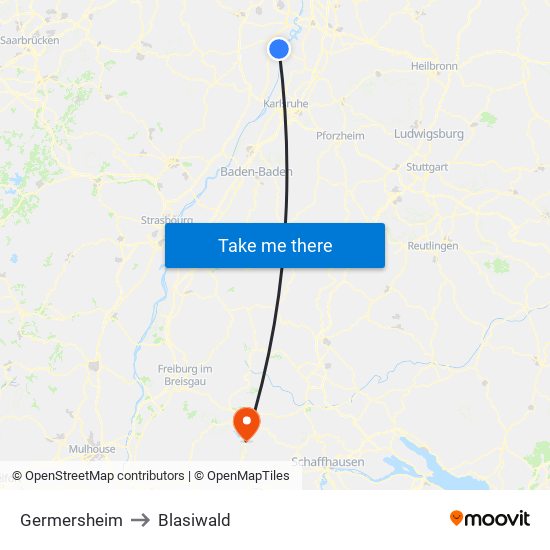 Germersheim to Blasiwald map