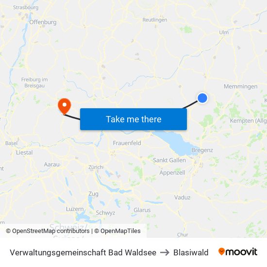 Verwaltungsgemeinschaft Bad Waldsee to Blasiwald map