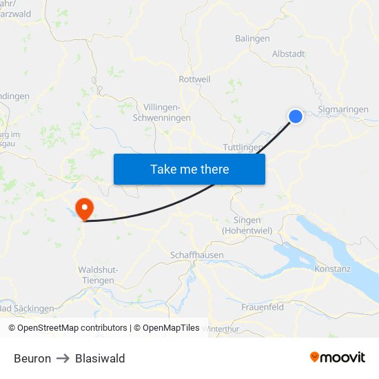 Beuron to Blasiwald map