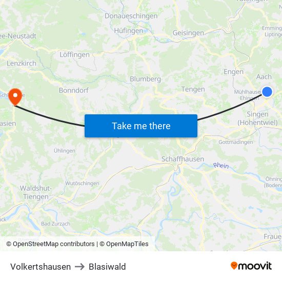 Volkertshausen to Blasiwald map