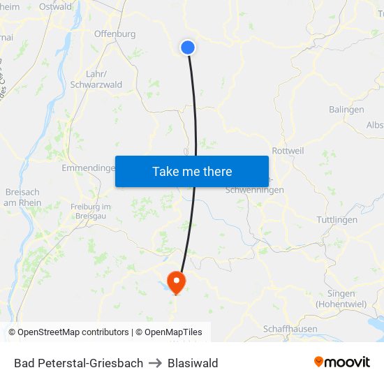 Bad Peterstal-Griesbach to Blasiwald map