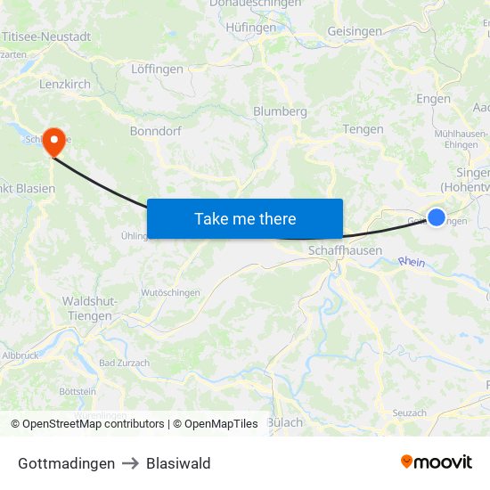 Gottmadingen to Blasiwald map