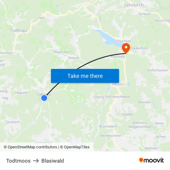 Todtmoos to Blasiwald map