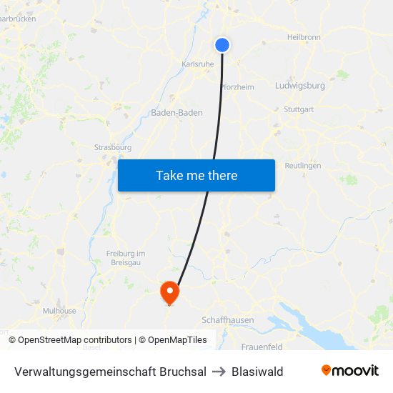 Verwaltungsgemeinschaft Bruchsal to Blasiwald map