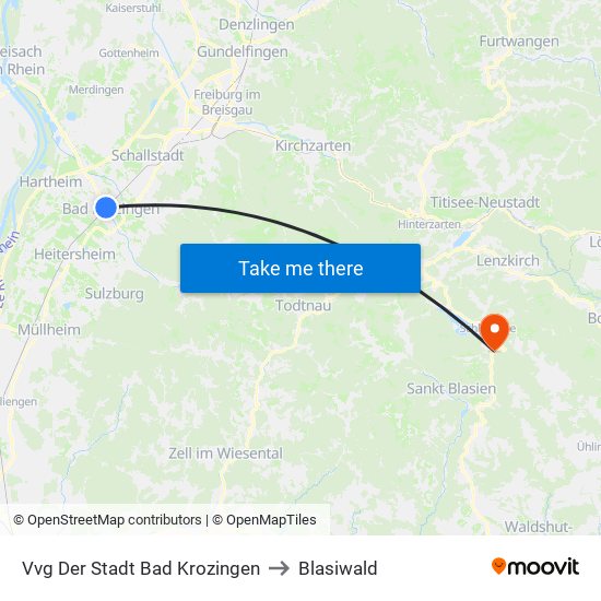 Vvg Der Stadt Bad Krozingen to Blasiwald map