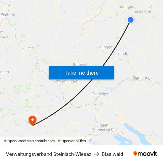 Verwaltungsverband Steinlach-Wiesaz to Blasiwald map