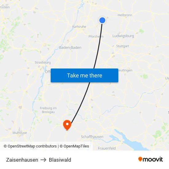 Zaisenhausen to Blasiwald map
