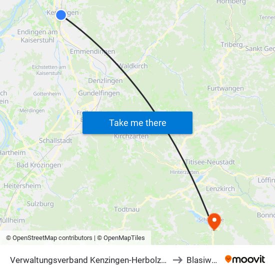 Verwaltungsverband Kenzingen-Herbolzheim to Blasiwald map