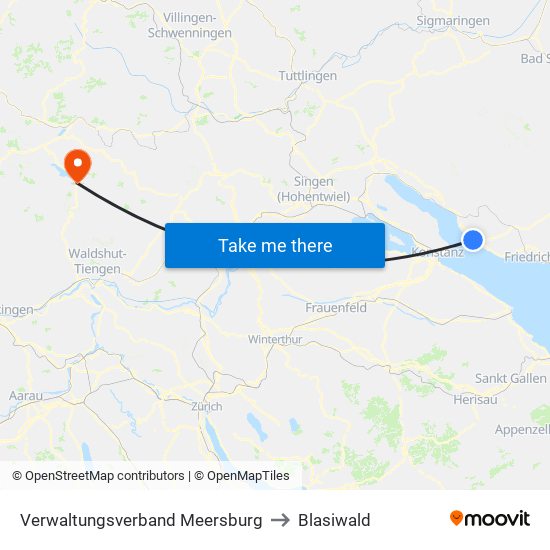 Verwaltungsverband Meersburg to Blasiwald map