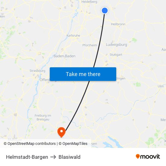 Helmstadt-Bargen to Blasiwald map