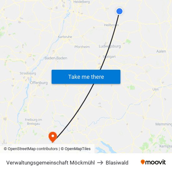 Verwaltungsgemeinschaft Möckmühl to Blasiwald map