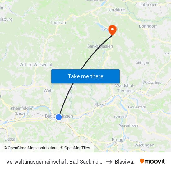 Verwaltungsgemeinschaft Bad Säckingen to Blasiwald map